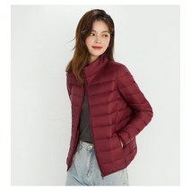 여성용 울트라 라이트 90% 화이트 덕 다운 재킷 긴 소매 파카 소프트 패브릭 짧은 탑 코트 윈드브, 12 버건디