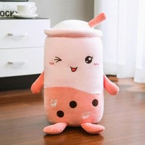 귀여운 Boba 우유 차 Plushie 장난감 부드러운 박제 애플호환 핑크 딸기 맛 포옹 베개 공 Bubo 컵 쿠션, about 22-24cm, pink 3