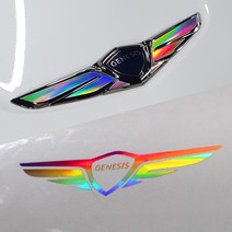 AutoClub 제네시스 홀로그램 엠블럼 스티커 커버 튜닝 용품 필름 데칼 포인트 G70 G80 GV70 GV80, 제네시스GV70 - 프론트