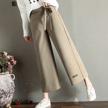 퀸이즈 네마 리본 포인트 모직 밴딩팬츠