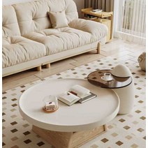 거실 원형 테이블 연예인 크림 미니 라운드 탁자, F