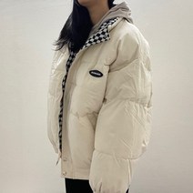 VANANA2 여성 데일리 캐주얼 유니크 힙한 체커보드 오버핏 루즈 패딩