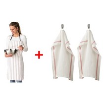 야야마켓 이케아 HILDEGUN 순면 앞치마+행주 2개 세트 가볍고 부드러운 IKEA 앞치마 행주세트, 앞치마+행주2개세트