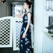 여름 비치 보헤미안 원피스 날씬해 보이는 민소매 쉬폰 롱스커트 -99576