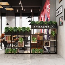 인테리어 가벽 공간분리 철제 파티션 가림막 설치 시공 현관 거실 원목 우드 현대 간단한 단단한 나무 바닥 선반 레스토랑 카페 꽃 선반 사무실 철 디스플레이 디스플레이 선반