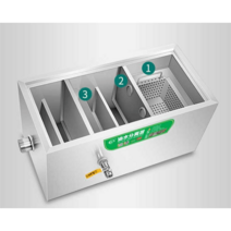 소형 유수분리기 스텐 오일 필터 업소용 폐수처리기, 50X25X25cm 이중 구멍 4중필터