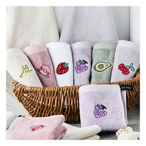 [소프트터치] 모달 고리수건 과일자수 6매, 상세 설명 참조, 색상:모달 고리 수건 6매 캐릭터 색상혼합