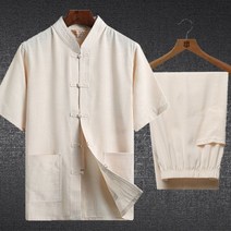 주짓수 태극권 태권도 유니폼 무술복 도복 당나라 정장 반팔 남자의 중국어 Hanfu 쿵푸 셔츠 솔리드 컬러 코튼 린넨 layman의 의류 여름 리넨