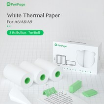 미니 프린트 PeriPage 포켓 포토 A6 휴대 전화 안드로이드 iOS Windows 용 휴대용 소형, 07 3 Pcs White Paper