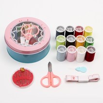 다기능 고급 봉제 상자 가정용 실용적인 봉제 도구 저장 상자 재봉 수동 봉제 가방 높은 품질과 좋은 품질, 둥근 철 상자 재봉 상자, 1개