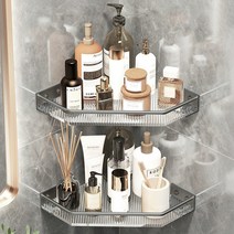 Threeofus 크리스탈 코너선반 무타공 + 실란트픽스, 2개, 크리스탈 화이트