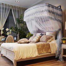 캐노피 침대 모기장 180x200 그레이 침실모기장 유아용모기장