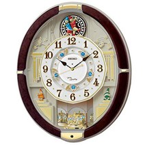 Seiko Clock Wall Clock Radio Wave Analog Karakuri Dark Brown Marble Pattern 465 × 384 × 101mm RE581B, 상품명참조