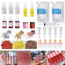 DIY 립글로스 키트 모이스춰 라이징 클리어 립글로스베이스 젤 200ml 튜브 안료 파우더 글리터 향료 에센스, 1개, 01 Set 2