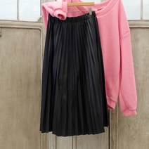 이힝 주름 a라인 플리츠 롱 가죽 레더스커트 치마 스커트