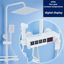 욕실 샤워기 수전 풀 세트 블랙 화이트 그레이 욕조 시스템 비 가압 디지털 온수 냉수 수도꼭지, 11.Mqw02  26cm34cm