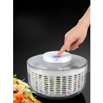 독일 전기 야채 탈수기 녹색 스핀 건조기 가정용 세척 과일 및 샐러드 배수 유물 던지기 물 바구니, 대형