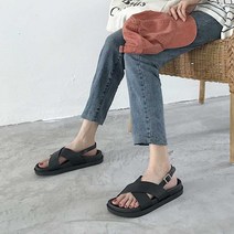 여성 블랙 끈샌들 낮은굽 스포츠 샌들 바캉스 패션