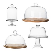 케이크돔 빵 푸드 덮개 홈파티 트레이, 3. 우드트레이 (중)