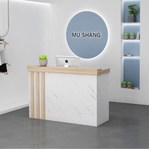 안내데스크 인포메이션 모던 화이트 우드 카운터 테이블 미용실 식당 카페 매장 계산대 데스크 다양한 사이즈 가능, 라이트 우드+화이트 스톤/소대면