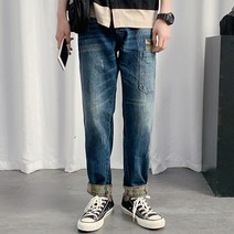 이유까까 남성용 카고믹스 워싱 데님팬츠
