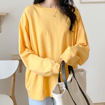 아모르데이 여성용 루즈핏 라운드넥 면 티셔츠