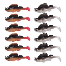 [QISHENG] 배스 루어 슬리퍼 바닥공략 스웜베이트 쉐드웜 소프트베이트 12개입 세트, TTY혼합 색상2#-3, 55mm/9g