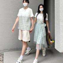 여름 커플 시밀러룩 드레스 스커트 반팔티셔츠