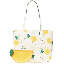 Kate Spade 클레멘타인 스몰 양면 토트 크림 멀티 오렌지 지퍼 파우치 클러치 멀티.
