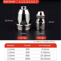 P80 블랙 울프 오리지널 에어 플라즈마 커팅 노즐 팁 전극 20 개 +, 04 1.5mm