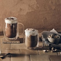 심플디자인 카페 손잡이 라떼컵 300ml 2p 라떼잔 우유컵 집들이선물 투명컵