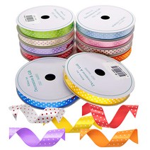 attizone 주자땡땡이리본 3사이즈 10칼라 포장/데코리본, 주자땡땡이-25mm, 5. 분홍