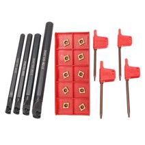 Turning Tool Lathe Boring Bar with 10 Inserts 4 Wrench /steel, 한개옵션0