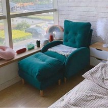 1인용안락의자 국민수유 이케아 리클라이너 눕는 독서 쇼파 암체어, 그린+풋스툴(플렌넬 소재)