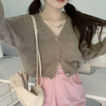 [겟잇미] 데일리 크롭 엠보 브이넥 니트가디건 (9306310)