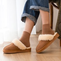 소가죽 양털 슬리퍼 맨발에 신기좋은 털슬리퍼 슬세권 포근하고 따뜻한 여성 겨울 신발 세인트디보스