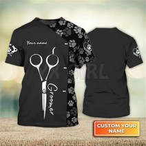 애견 미용사 가운 미용 방수 앞치마 실습복 여름 개 그 루머 3D 프린트 티셔츠 그루밍 도구 커스텀 셔츠 애완 동물 살롱 유니폼, style-4_M