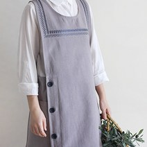 네이처데코 자수 포인트 원피스 어린이집 유치원 선생님 앞치마 (3color), 그레이