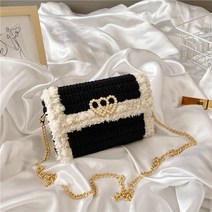 (한국어동영상) 미우크굿즈 양모 망스티치 DIY 코바늘 가방뜨기 가방만들기 키트 하마나카망 초보도안, 하트_블랙, 1개