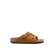 버켄스탁 [BIRKENSTOCK] 공용 주리치 스웨이드 가죽 오픈 토 네로우핏 버클 샌들(1023891) 카멜