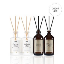 오르브 네이처 실내방향제 디퓨저 200ml x 4 선물세트, 갈색병 구성, 머큐리부케x4세트