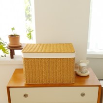 대형 다용도 덮개 천연라탄 PP 바구니 소품 바스켓 정리함 수납바구니 장난감 인형 쏠리또, 옵션4.덮개PP라탄(70x40x16cm), 옅은색(Light brown), 1개