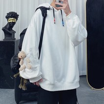 남성 오버핏 후드 티 집업 빅사이즈 맨투맨 mens 2022 hip hop streetwear harajuku pullover hoodie pocket cotton white