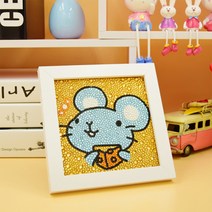 홈데코 (2+사은품) 액자포함 아동 보석십자수 캐릭터 30종 (택1), 7.치즈 쥐, 1개
