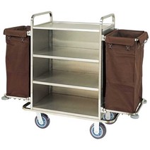 목욕탕 트롤리 호텔 수건 수거함 스테인레스 객실청소, 양면 경질고무무소음휠