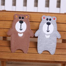 [펠트친구] 반달 곰 와펜/와펜/캐릭터와펜/동물와펜/와펜브로치/, 회색