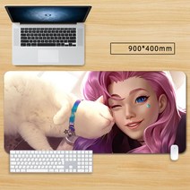 마우스 장패드 롤 리그 오브 레전드 KDA아리 큐티 캐릭터 게임 대형 마우스패드 게이밍 패드 피시 게임 굿즈, 80*30cm, 색상-12
