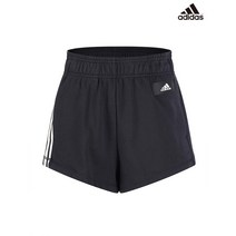 아디다스 adidas 여성 블랙 로고 밴딩 숏팬츠