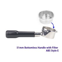 슬로우 쿠커 부품 교체 설치 에스프레소 커피 머신용 무압 필터 바구니가 있는 51mm 바닥 없는 커피 핸들 스테인레스 스틸 3 러그 핸들, 협력사, 복근 스타일 전자