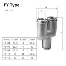 원터치피팅 우레탄 커플러 에어 304 스테인레스 스틸 공압 공기 호스 피팅 금속 퀵 릴리스 커플 링 고압 파이프 커넥터, PY_10MM